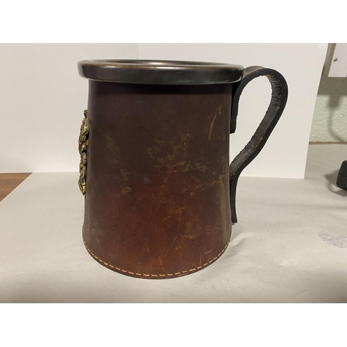 15 - Hide Covered 1 Pint Crested Tankard (removable)