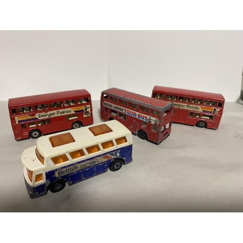 152 - 4 x Matchbox Buses - English & Chinese Made - Playworn