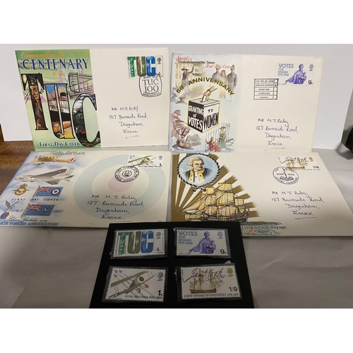 203 - 4 x 1960's Anniversary FDC's & Mint Stamps Matching Each