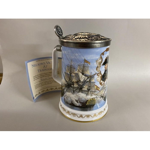 141 - Royal Worcester Tankard/Stein Commemorating Nelson's Victory at Trafalgar with Certificate