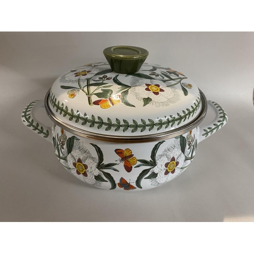 142 - Portmeirion Botanic Garden Twin Handled Lidded Metal/Enamel Casserole Pot - 26cm W x 12cm H