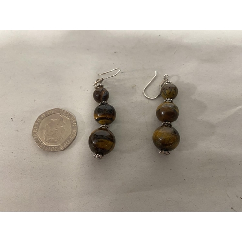 112 - Sterling Silver & Tigers Eye Earrings