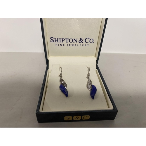 147 - 925 Silver & Lapis Lazuli Earrings by Shipton & Co.