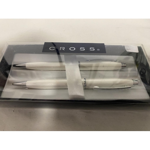 50 - Cross Ball Point Pen & Pencil Set (new) in Pearlescent White