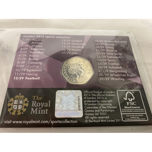 154 - London 2012 Olympics Royal Mint Sealed 50p Coin - Football