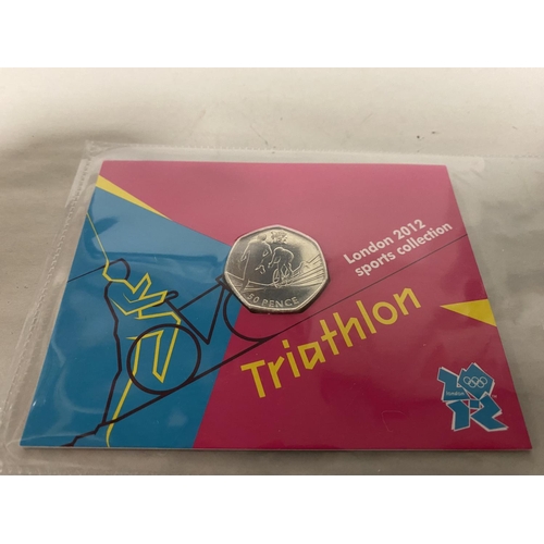 58 - London 2012 Olympics Royal Mint Sealed 50p Coin - Triathlon