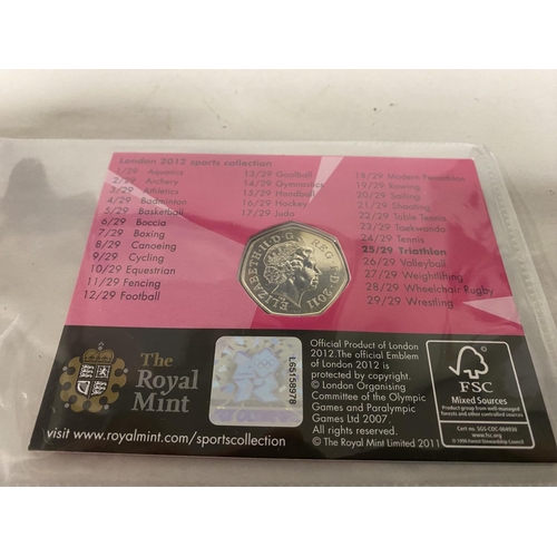 58 - London 2012 Olympics Royal Mint Sealed 50p Coin - Triathlon