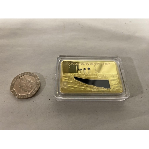 60 - Titanic Commemorative 1 Ounce Gold Layered Ingot in Capsule