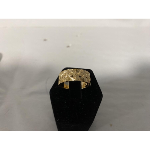 75 - 22ct Gold Wide Band Ring, Weighs 8.99g, Size R