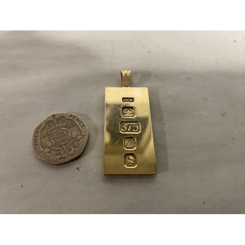 76 - 9ct Gold Ingot - Weighs 19.29g