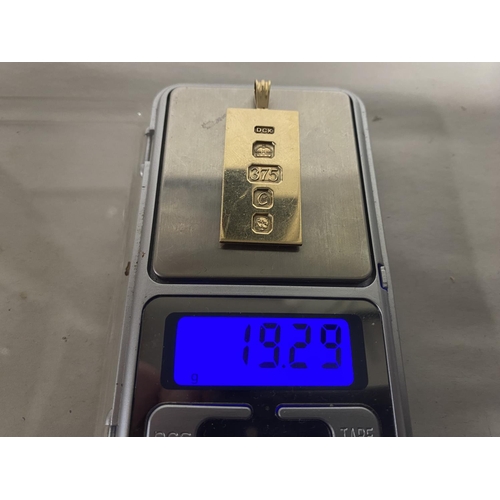 76 - 9ct Gold Ingot - Weighs 19.29g