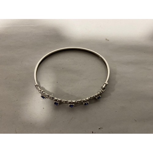 129 - Sterling Silver 925 & Tanzanite CZ Bangle