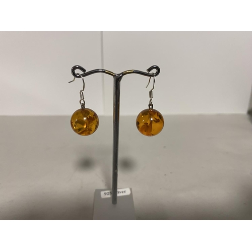 182 - 925 Silver Pressed Amber Earrings