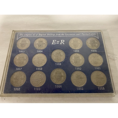 13 - Encased Coronation Shilling Set 1966, case has some scratches