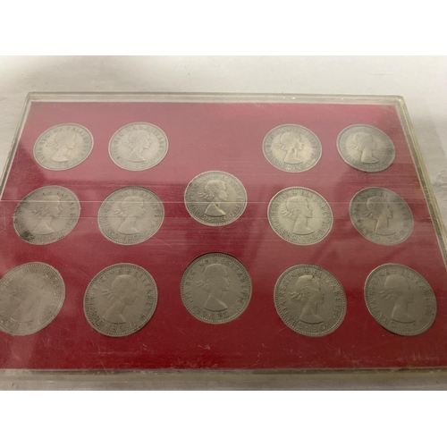 14 - Encased Coronation Scottish Shilling Set 1966, some scratches on case