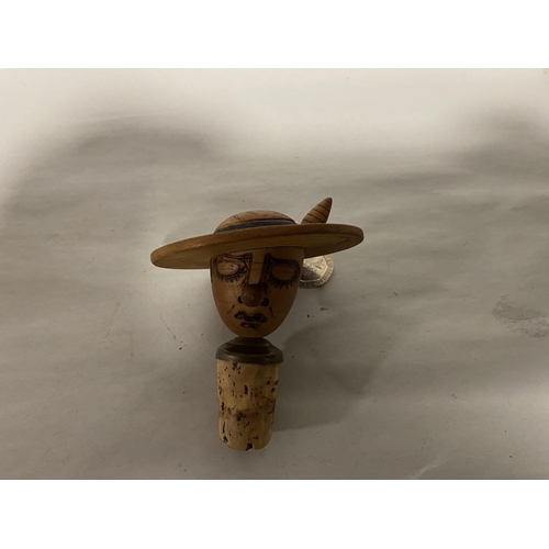 209 - Carved Wooden Bottle Stopper