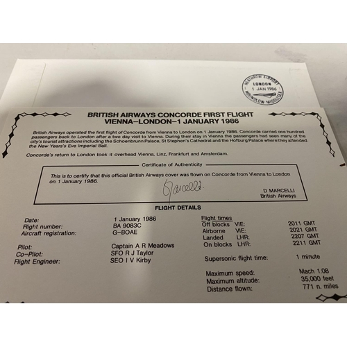 172 - 1979 Official British Airways Concorde First Flight Cover from Vienna to London inc. Flight Details ... 