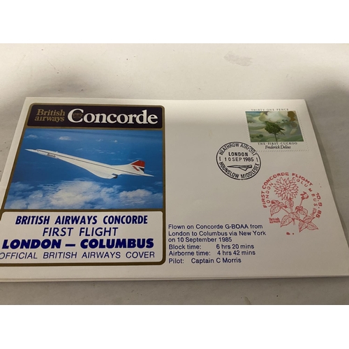 173 - 1985 Official British Airways Concorde First Flight Cover from London to Columbus inc. Flight Detail... 