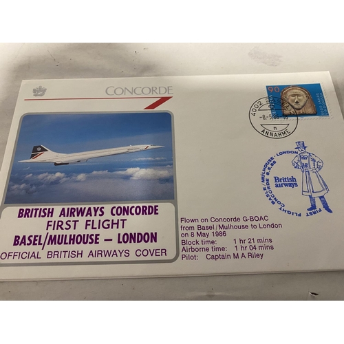 175 - 1986 Official British Airways Concorde First Flight Cover from Basel/Mulhouse to London  inc. Flight... 