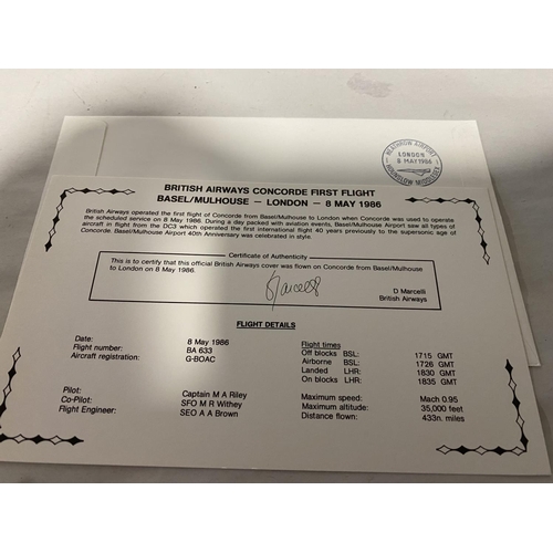 175 - 1986 Official British Airways Concorde First Flight Cover from Basel/Mulhouse to London  inc. Flight... 