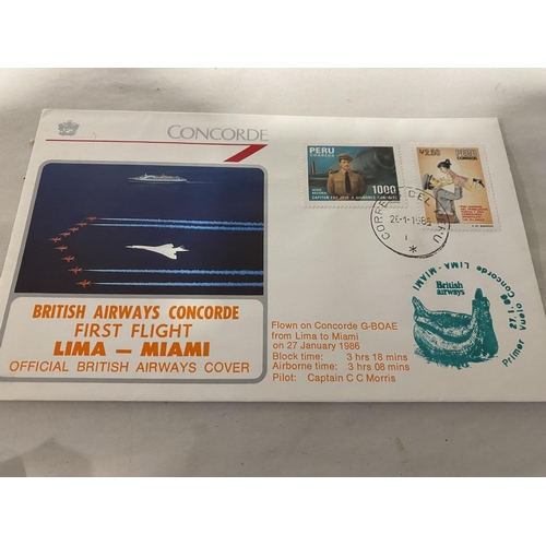 72 - 1985 Official British Airways Concorde First Flight Cover from Lima to Miami inc. Flight Details Car... 