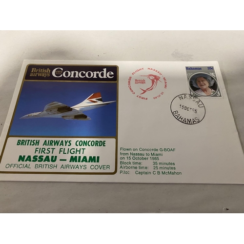 73 - 1985 Official British Airways Concorde First Flight Cover from Nassau  to Miami inc. Flight Details ... 