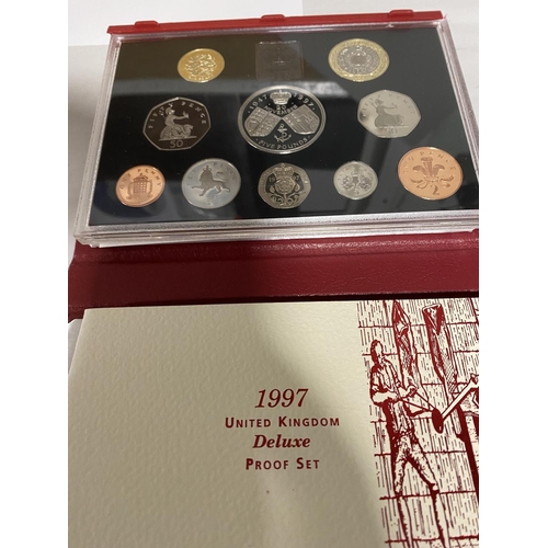 177 - Royal Mint Deluxe Issue UK 1997 Proof Coin Set with Golden Jubilee £5 Coin & Certificate