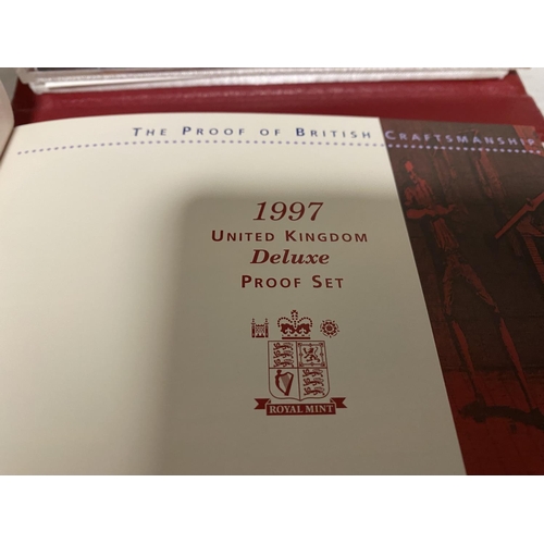 177 - Royal Mint Deluxe Issue UK 1997 Proof Coin Set with Golden Jubilee £5 Coin & Certificate