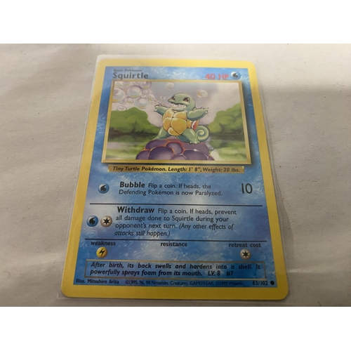 30 - Rare Pokemon Squirtle Basic 40 HP 63/102 Card, Ex Condition