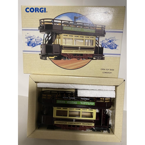 199 - Corgi 98150 Thornycroft Tram - Lowestoft (Swan Vesta), Boxed