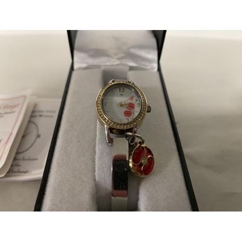 44 - Lest we Forget, Gold Plated & Enamel with Genuine Diamond Ladies Watch with Certificate, Boxed