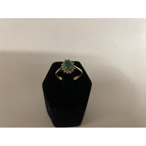 116 - Hallmarked 9ct Gold Emerald CZ Ring, Size O