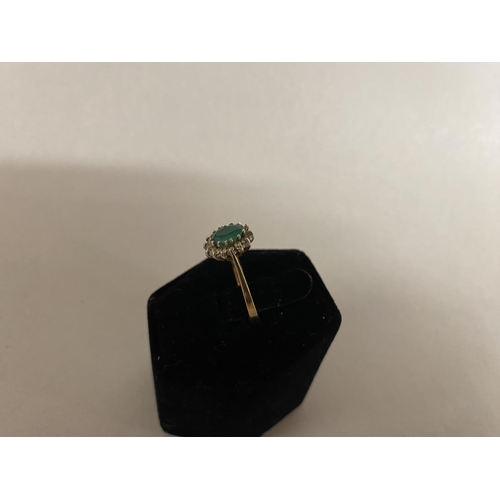 116 - Hallmarked 9ct Gold Emerald CZ Ring, Size O