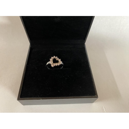 118 - FAPPAC Sterling Silver 925 & CZ Hollow Heart Ring, Size O