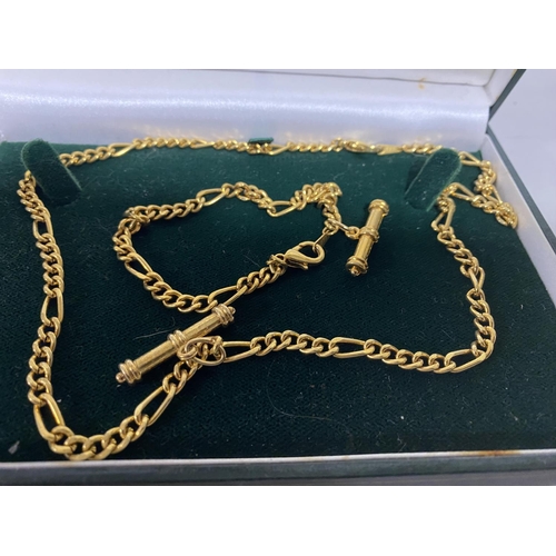 154 - Gold Plated Albert Chain & Bracelet Set