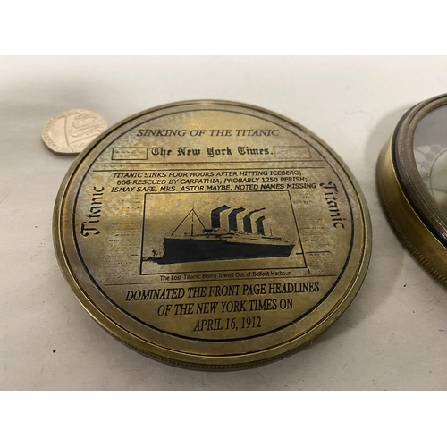 163 - Titanic Commemorative Compass - 8.5cm