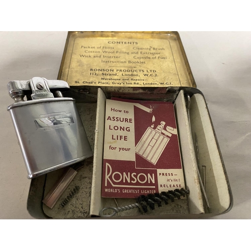 30 - Ronson Tin with Lighter & Service Items