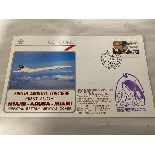 276 - 1985 Official British Airways Concorde First Flight Cover from Miami to Aruba to Miami inc. Flight D... 