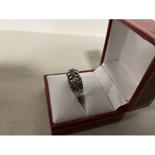 239 - 925 Silver Multi Gemstone Ring - Size L