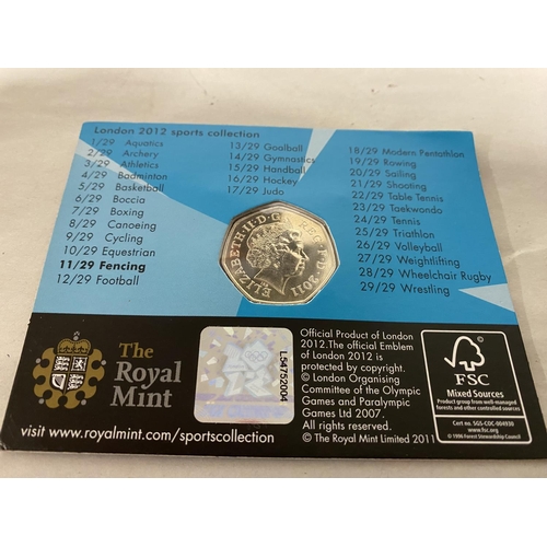 139 - London 2012 Olympics Royal Mint Sealed 50p Coin - Fencing