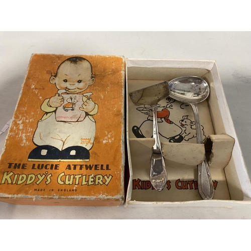 50 - 1960's Mabel Lucie Attwell Kids Cutlery Set, Boxed