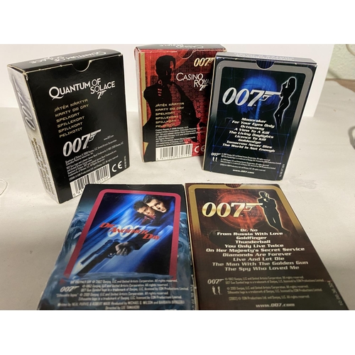 141 - 5 x Packs of James Bond 007 Playing Cards