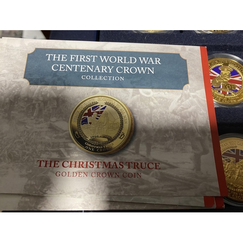 285 - 8 x WW1 Centenary Crowns with Certificates, Box