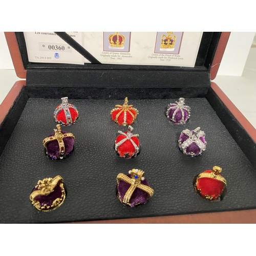 30 - Boxed Collection of Miniature British Crowns from 1661-1937 with Austrian Crystal Jewels.