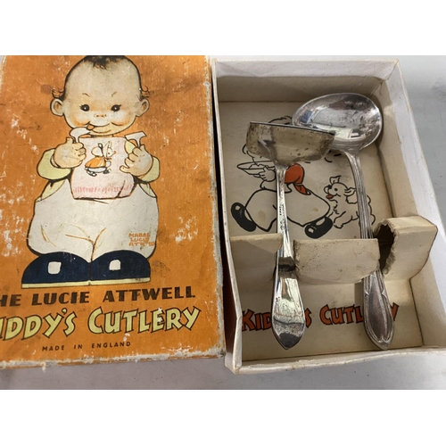 299 - 1960's Mabel Lucie Attwell Kids Cutlery Set, Boxed