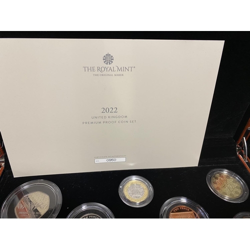 316 - 2022 Royal Mint Premium Proof Wooden Boxed Collectors Set & Certificate etc