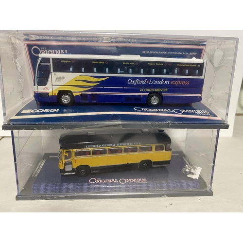 85 - 2 x Corgi Original Omnibus Coaches in Perspex Case, Unopened