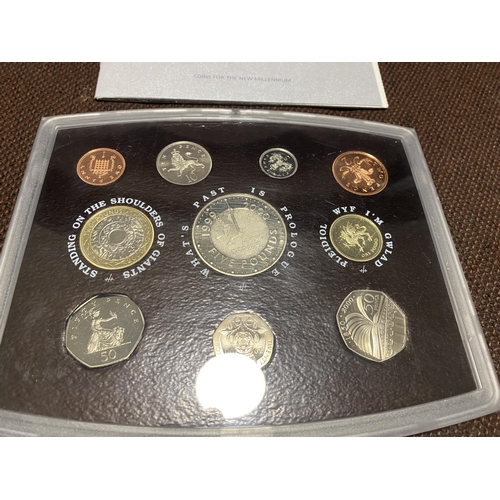 87 - Year 2000 UK Proof Coin Set inc. Millenium £5 with Cert