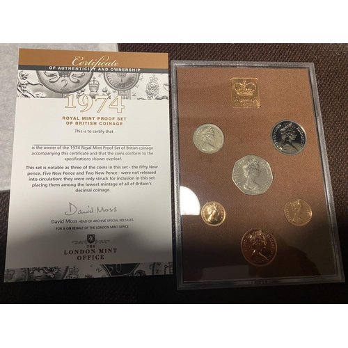 88 - 1974 UK Proof Coin Set & Cert