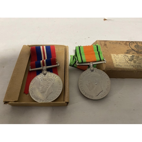 50 - 2 x WW2 Medals with Ribbons, Original Box